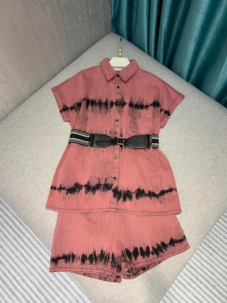 

autumn 2021 new washed denim suit set turn-down collar and high waist shorts set, White