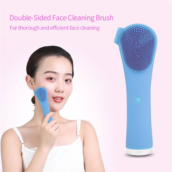 

electric face cleansing brush mini facial cleanser silicone sonic vibrating waterproof massager rechargeable pore cleaner brush