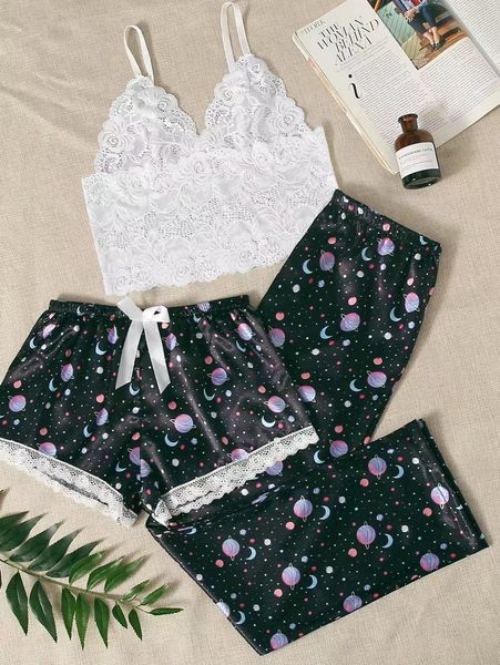 

2021 and fun pajamas star three piece set, Red;black