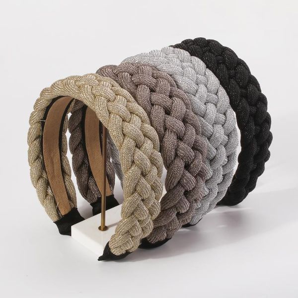 

hair clips & barrettes 2021 fashion autumn winter sweet sisal rope cross knot headbands for women bezel headdress accessories wholesale gift, Golden;silver