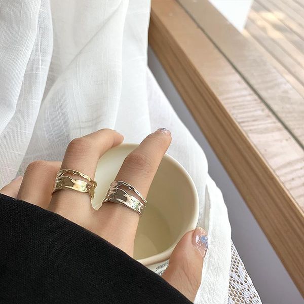 

wedding rings stainless steel ring punk open metal for men women adjustable opening vintage personality party jewelry, Slivery;golden