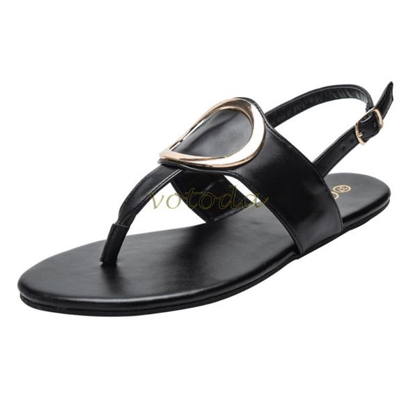 

summer women flat sandals buckle beach flip flops fashion casual non-slip slippers female seaside sandals woman slides plus size, Black
