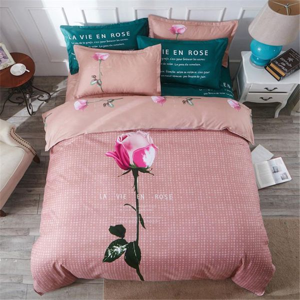 

bedding sets rose flower set bohemia style bed linens chinese knot duvet cover+ flat sheet+pillowcase 4pcs twin  king