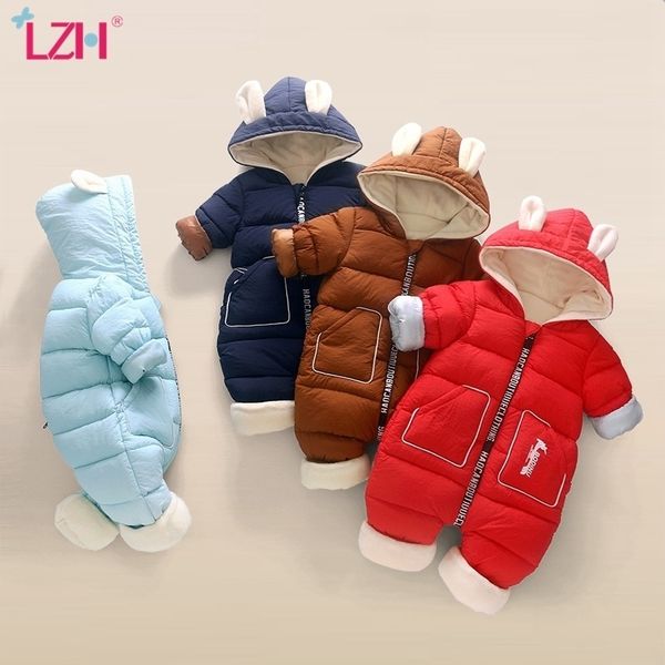 

lzh autumn children's down cotton romper 0-1-2-3 years boy winter clothes overalls for kids baby jumpsuit 210309, Blue