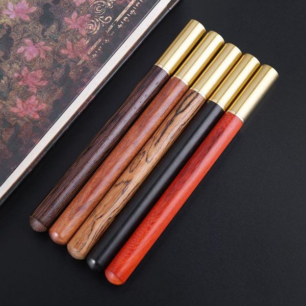 

ballpoint pens wood brass pen 0.5mm black ink roller ball signature fine writing tool stationery student gift, Blue;orange