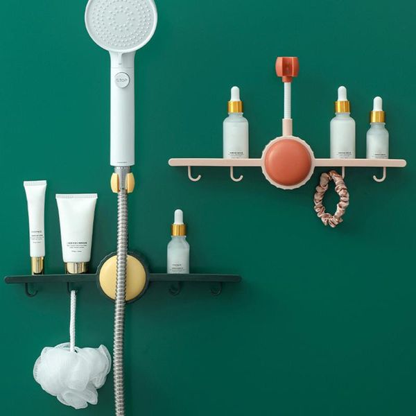 

bath accessory set adjustable shower holder rack with hanging hook self-adhesive sprayer nozzle stand punch bathroom wall mounted shelf
