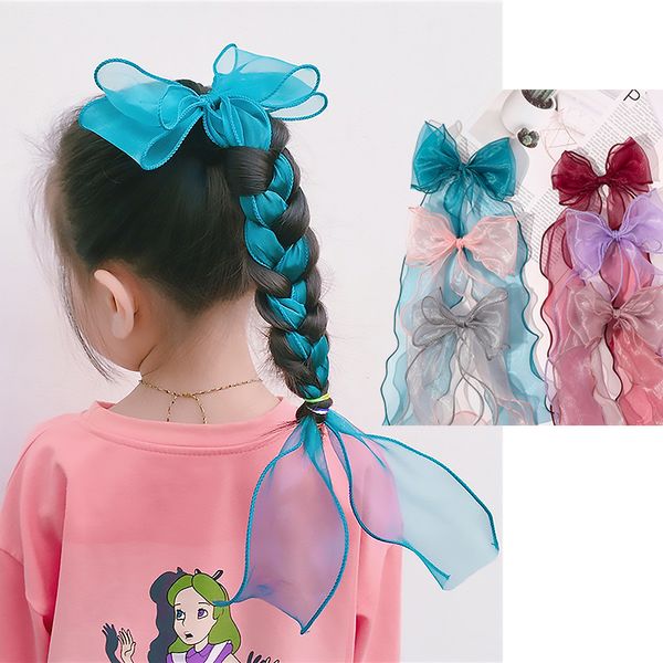 Fermaglio per capelli con fiocco grande a forma di sirena per ragazza, fiocco in chiffon, fiocco di neve, fiocco per capelli, accessori per capelli coda di cavallo per bambini, decorazione a coda di pesce