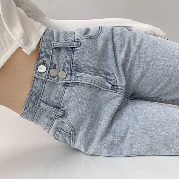 

women's jeans high waist loose comfortable for women streetwear fashionable straight pants mom washed boyfriend, Blue