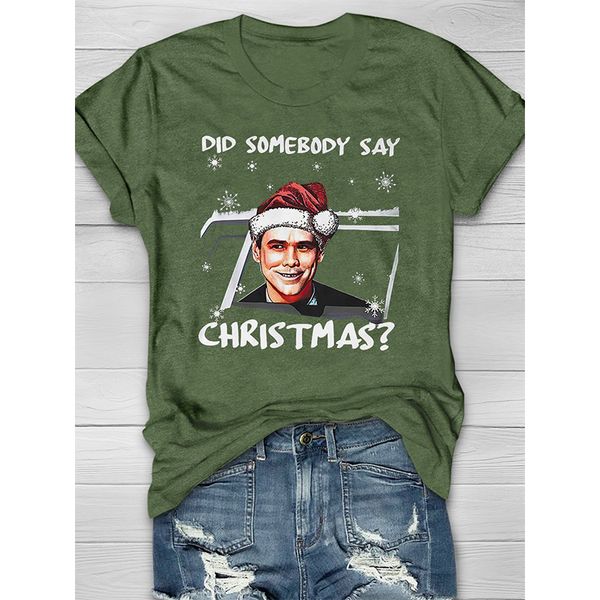 

summer ladies t-shirts christmas live-action print round neck street casual home short-sleeved loose and comfortable, White