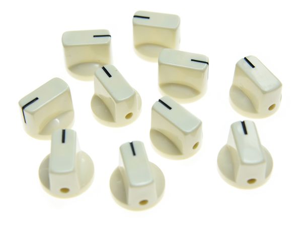 10x Gitarren-AMP-Effektpedalknöpfe Davies 1510 Style Pointer Knob Aged White