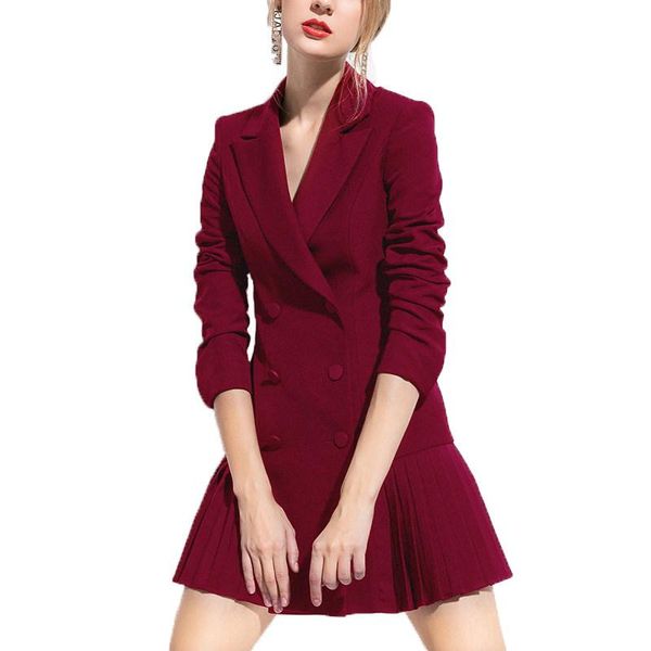 

casual dresses blazer dress for women 2021 spring fashion plus size slim solid color long sleeve commuter female jd1105, Black;gray