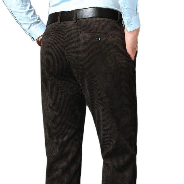

men's pants fall casual corduroy high-waisted editionsolid color zippered door pocket trim with eight options plussize, Black