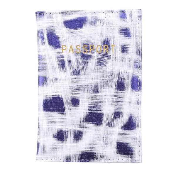 

card holders watercolor doodle passport holder blue graffiti for men women durable wallet fashion, Brown;gray