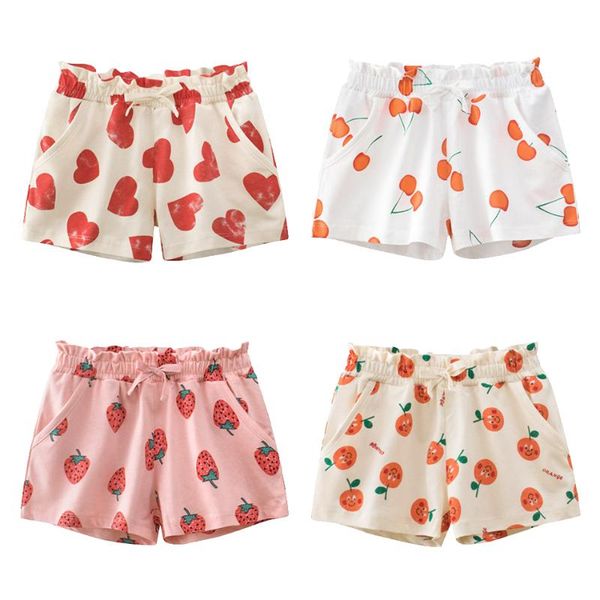 

shorts baby for girl 2-10 years cotton fruit printed children clothing elastic waist short pants summer beachwear kids bottom, Black