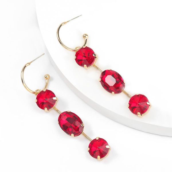 

dangle & chandelier cinkile luxury red blue crystal earrings gold color jewelry fashion female bricons wedding long big drop for women, Silver