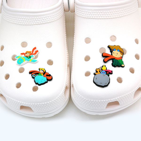 

moq=100pcs prince croc charms soft pvc shoe charm accessories decorations custom jibz for clog shoes childrens gift, White;pink