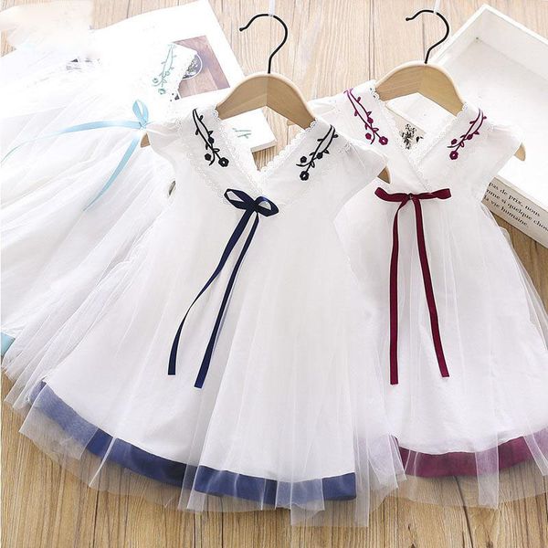 Детское платье для девочек 2020 осенний китайский стиль вышитые сетки принцесса платье Hanfu девочек платье детская одежда 1-6 год