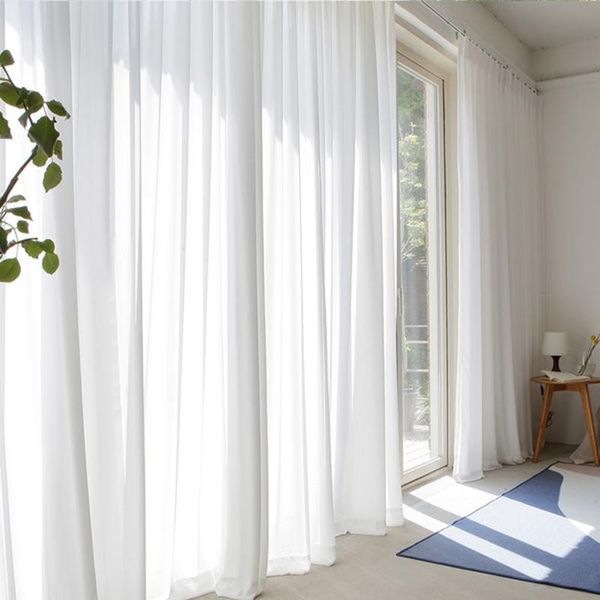 

curtain & drapes white semi crushed sheer curtains for living room window solid color long tulle bedroom voile party