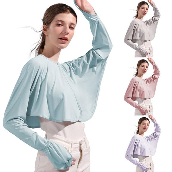 

racing jackets women golf cooling shawl arm sleeve solid color lady ice silk summer sun uv protection clothing breathable, Black;red