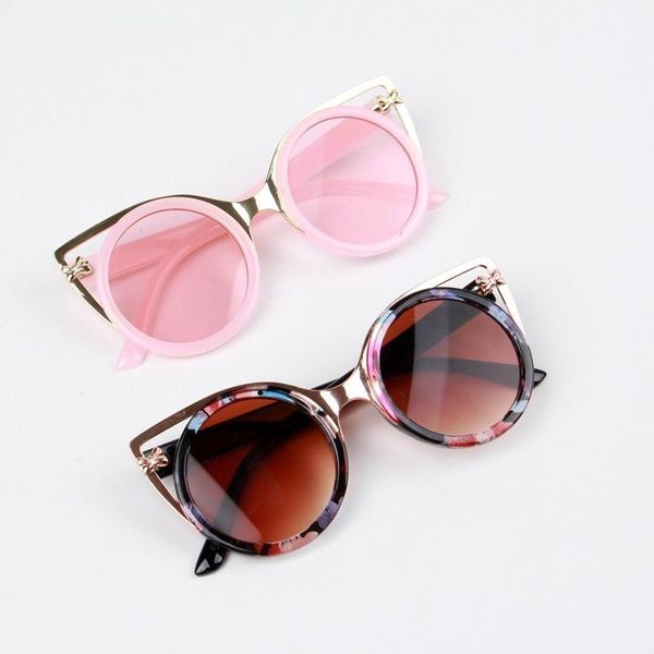 

sunglasses retro child cat ear kids vintage oversized round children for baby infant uv400 mirror boys girls gafas, Blue