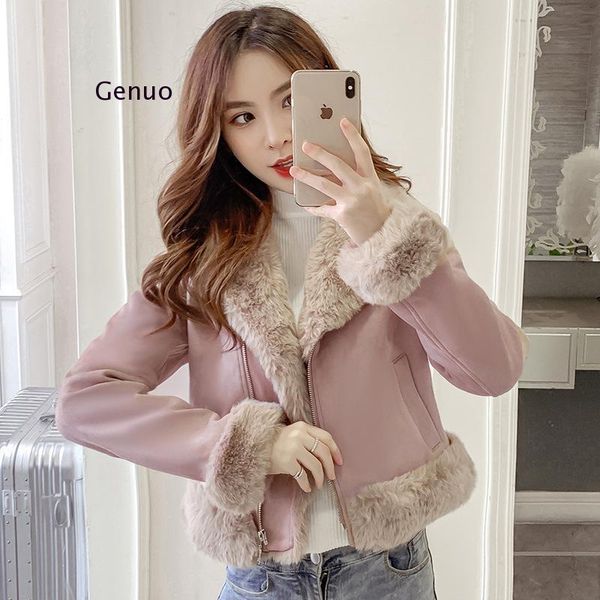 

women's jackets fashion suede short jacket women coats plus velvet thicken autumn/winter coat manteau hiver femme warm winter parkas, Black;brown