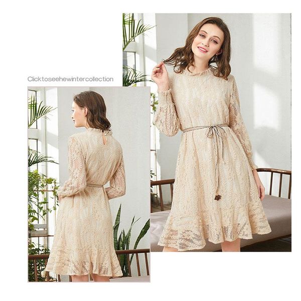 

casual dresses 2021 spring style korean version temperament bowknot in the long lace fashion elegant dress, Black;gray