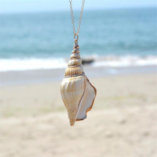 

chains 2021 fashion 2 style gold/silver color conch seashell pendant & necklace long chain necklaces jewelry for women men gift