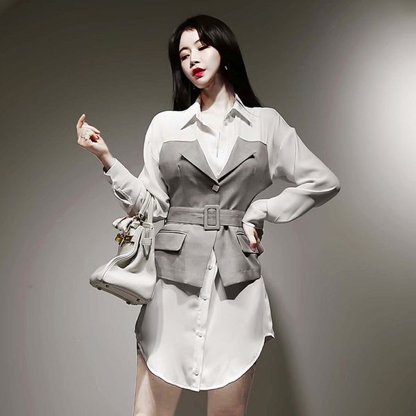 

false women's wears autumn sleeve single dressed in dresses ta3363 ortf, Black;gray