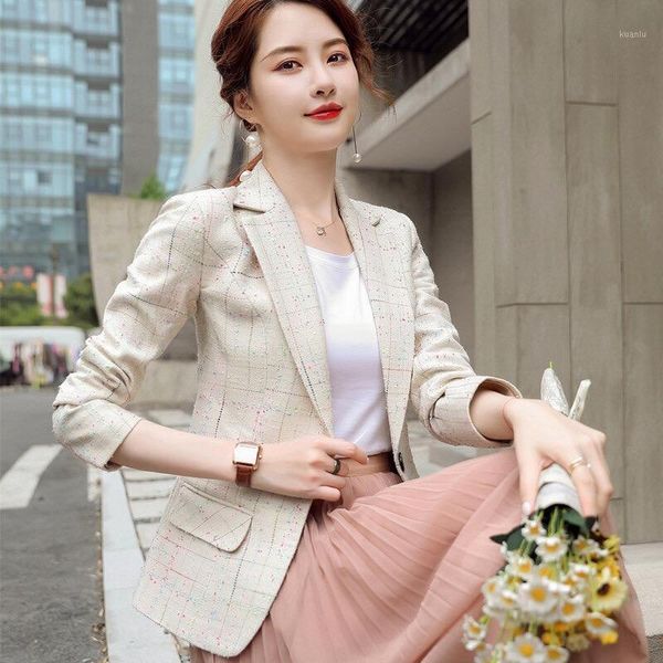 

plaid long sleeved office ladies blazers casual formal work suit fashion women's clothes spring summer autumn jackets 2021 suits &, White;black