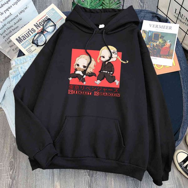 

men's hoodie, tokyo avenger cartoon, mcgee and draken, harajuku street cloth, new fashion brand cloth, Black