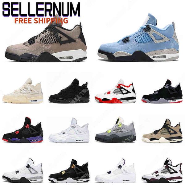 

jumpman 4 basketball shoes men women 4s black cat 2021 university blue fire red white oreo cool grey mens trainer sports sneakers, White;red