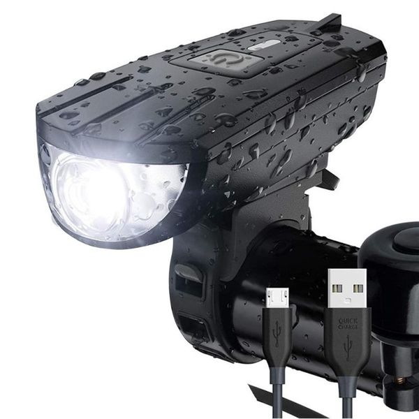

bike lights led bicycle bell usb rechargeable speedometer headlight odometer waterproof front suitable for all