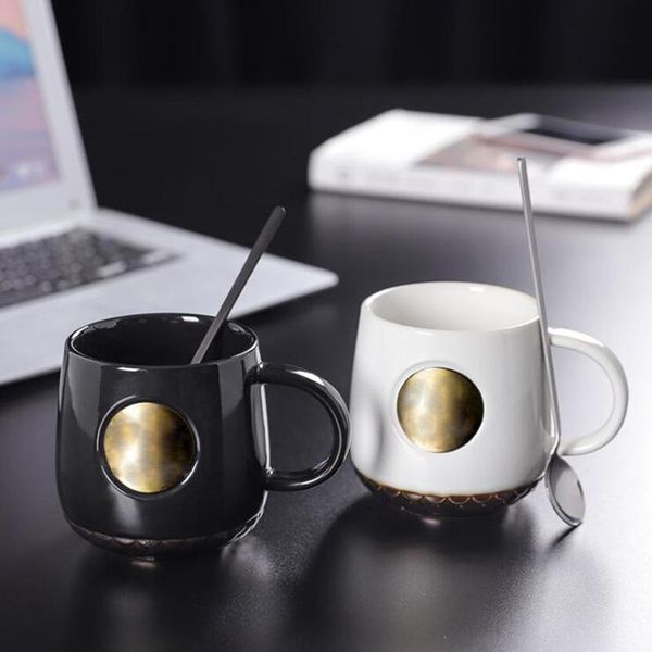 

mugs 350ml ceramic coffee cup with lid spoon creative goddess logo tea mug novelty gift milk