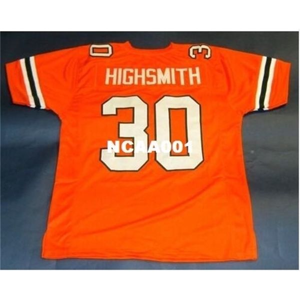 

custom 668 orange #30 alonzo highsmith university of miami hurricanes college jersey size s-4xl or custom any name or number jersey, Black