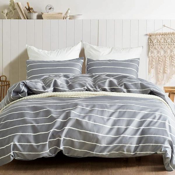 

bedding sets simple nordic bed cover single double linen linens for home euro set stripe duvet quilt pillowcase