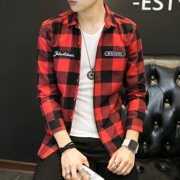 

men's long-sleeve plaid shirt, 2021's autumn/winter fashion, slim fit, streetwear, plus size ml99, White;black