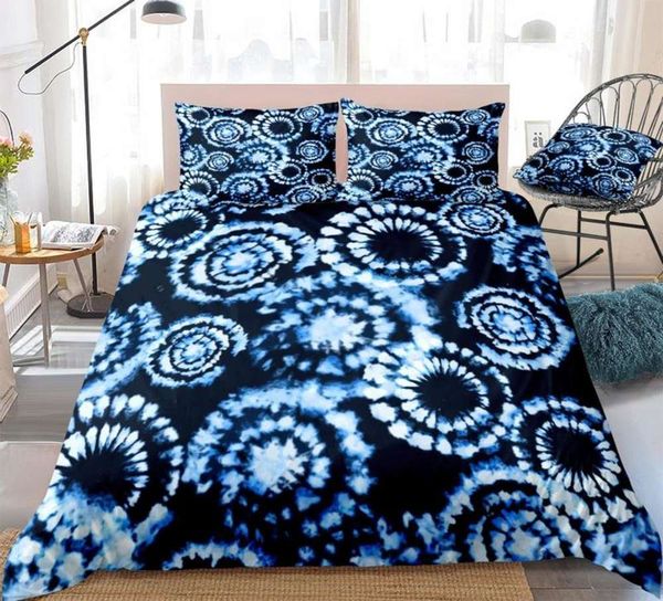 

3 piec tie dye bedding blue tie dyed duvet cover set black microfiber quilt cover  home textil teens king dropship
