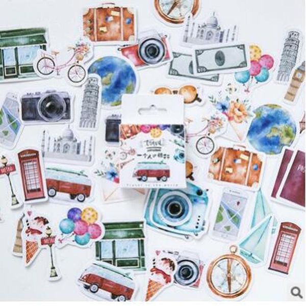 

46 pcs travel sticker diy vintage retro classic travel stickers for diary scrapbooking decor adhesive memo pad stationery