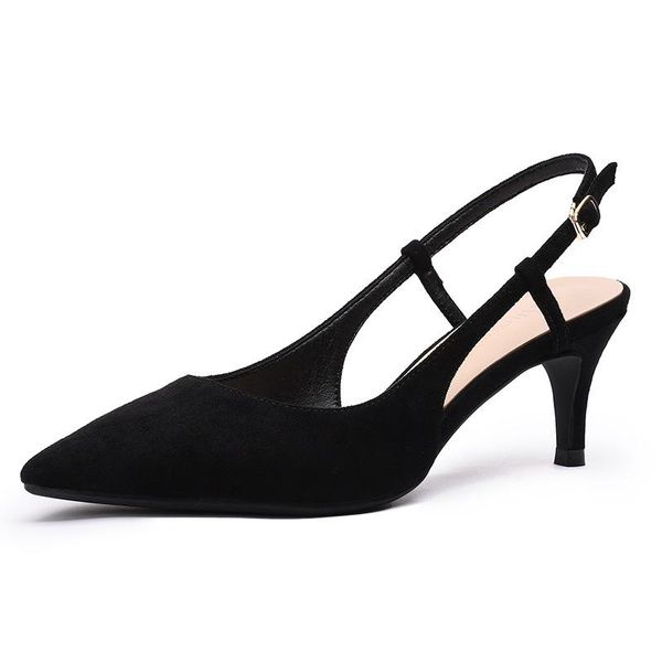 

dress shoes 2021 spring women's suede pointed toe stiletto heel high sandals size 34-40, Black