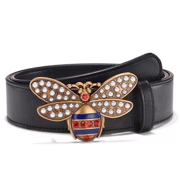 

belts real leather belt women famous crystal bee smooth buckle black men cowhide strap 100-125cm l, Black;brown