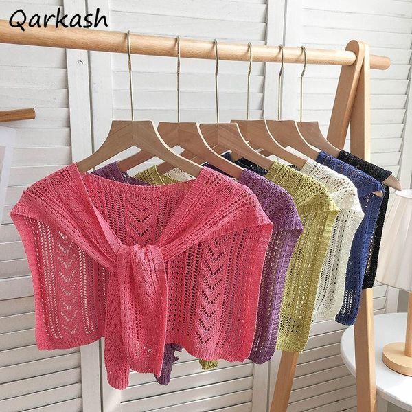 

scarves wraps women hollow out solid spring fashion elegant shwal cuff shoulder all-match knitted femme leisure soft retro bolero, Blue;gray