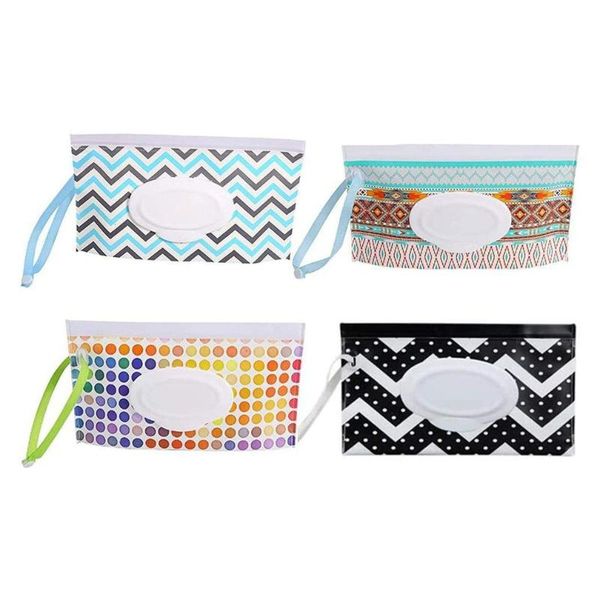 

tissue boxes & napkins 4-piece lightweight and practical infant wipes bag portable flip-extraction self-sealing wet packaging bags