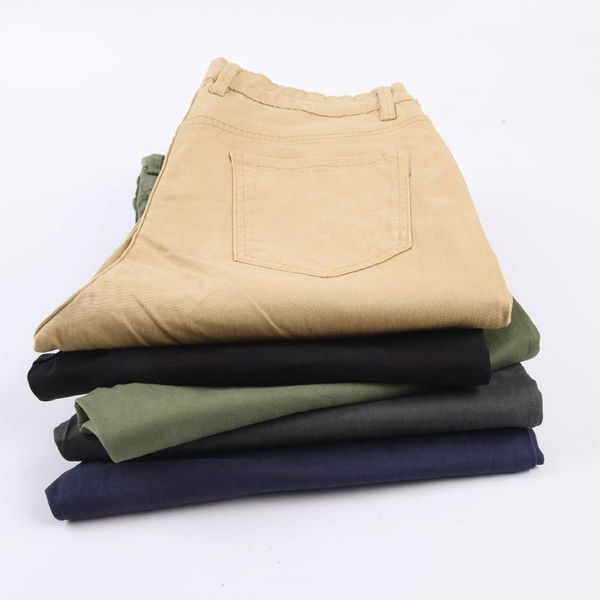 

men trousers spring autumn casual green khaki loose slim fit pants man plus size 42 44 46 48 stretch cotton mens ankle long pant, Black