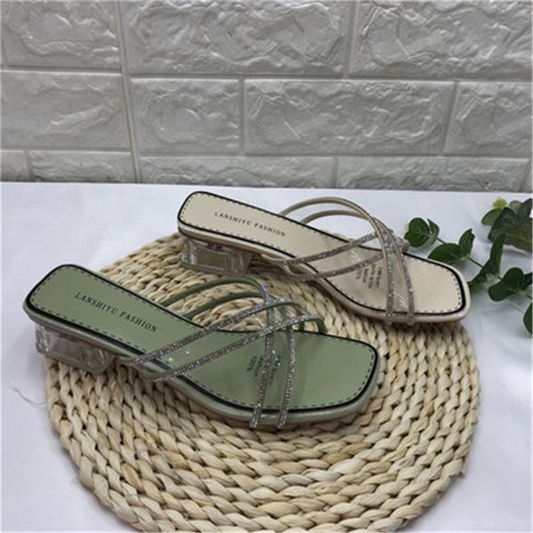 

slippers women's shoes summer style open toe thick heel mid-heel cross strap fashionable and comfortable, Black