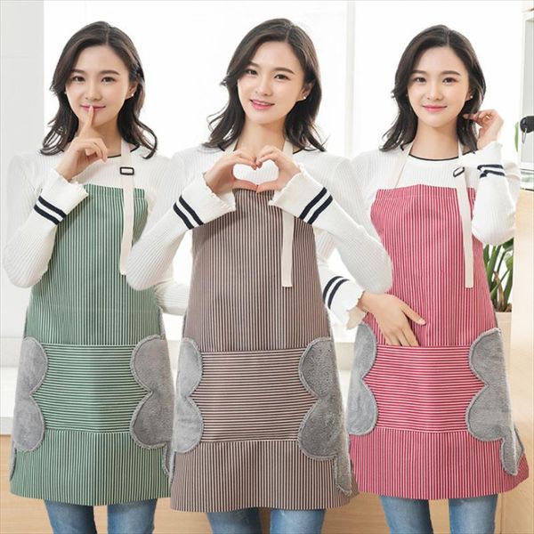 

aprons multifunctional kitchen waterproof hand-wiping apron adjustable cloth cotton cooking oil-proof coverall
