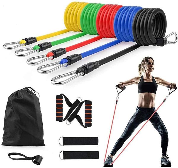 

11 in 1 pull rope fitness exercises latex tubes pedal excerciser body training workout yoga resistance bands for home therapy