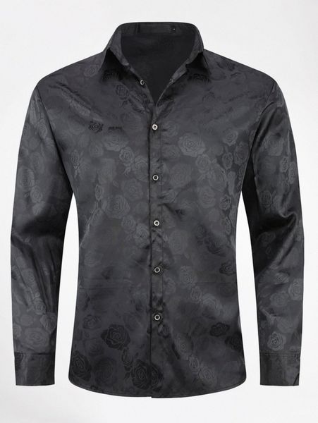 

cloudstyle men floral jacquard button up shirt 11jk#, White;black