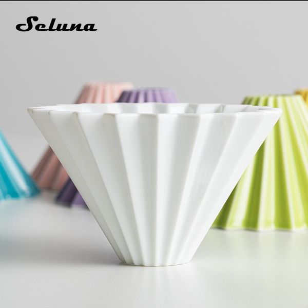 

wave shape coffee filter cup ceramic origami hand drip pour over coffee maker holder v60 funnel dripper brewer 4cup