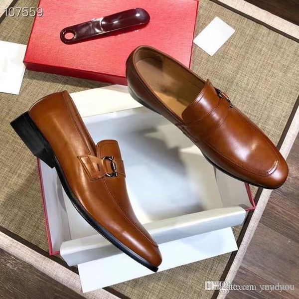 

men's leather shoes casual business luxury dress formal dress oxford shoe pointed toe slip-on men brogue shoes party office shoes men, Black