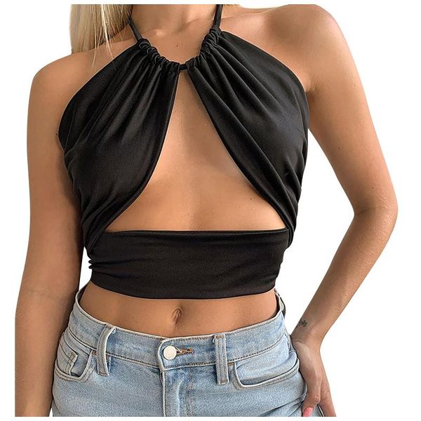 

women's tanks & camis summer tube zaraing backless hollow ruched bow slim ladies wide strap skinny femme camisole, White